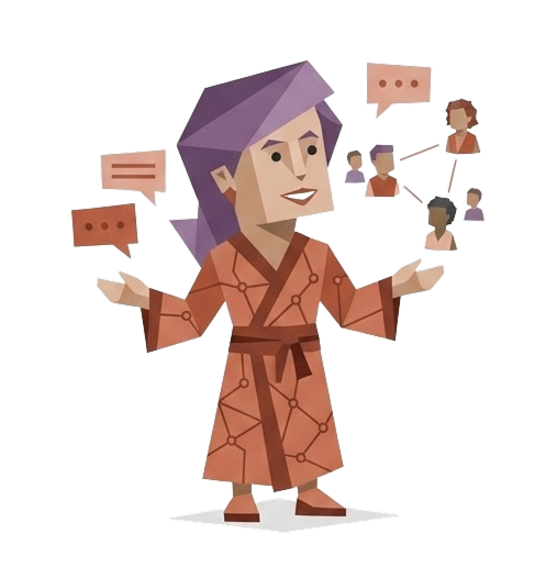 Illustration av person som delar erfarenheter av ångest med andra i Eric Bergströms gemenskap